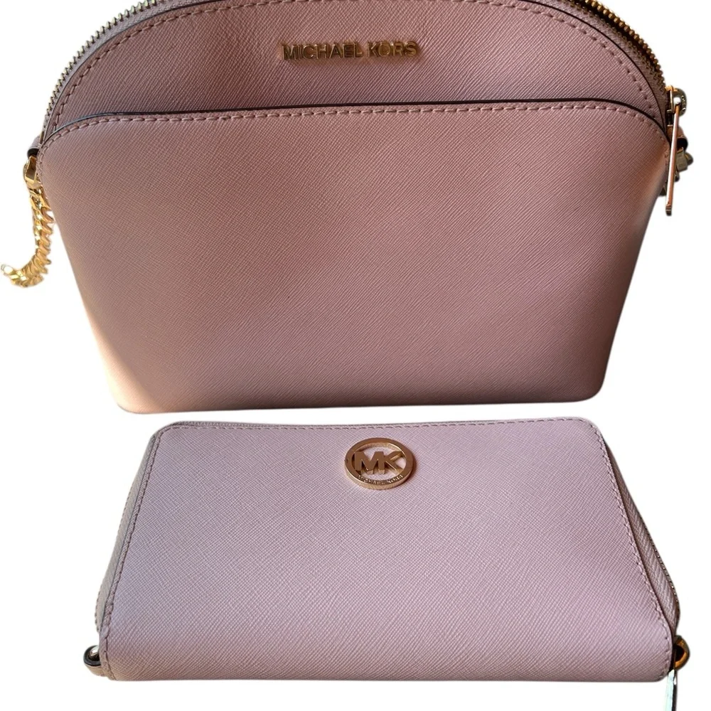 Michael Kors Blush Crossbody Bag and Wallet Set